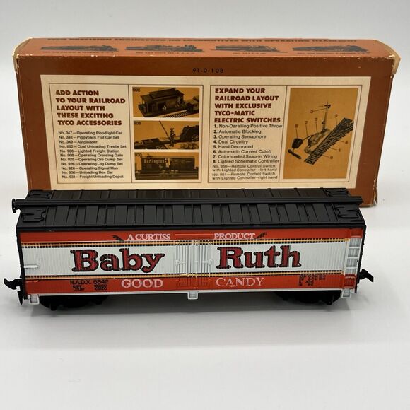 Vintage TYCO HO Baby Ruth Billboard Reefer Car 355C In Original Box Train Set - Picture 5 of 7